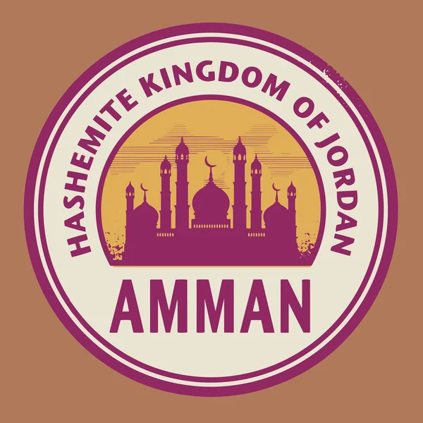 Stempel of label met tekst amman, jordan binnen — Stockvector