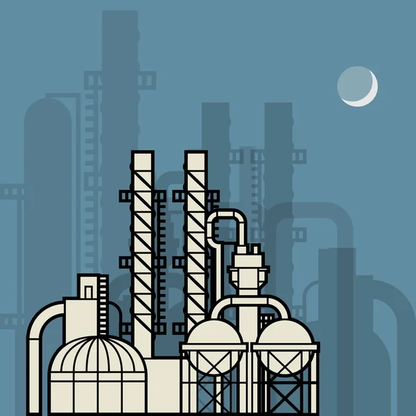 Oil refinery factory — Stock Vector