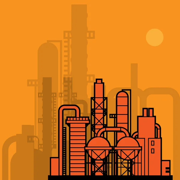 Oil refinery factory — Stock Vector