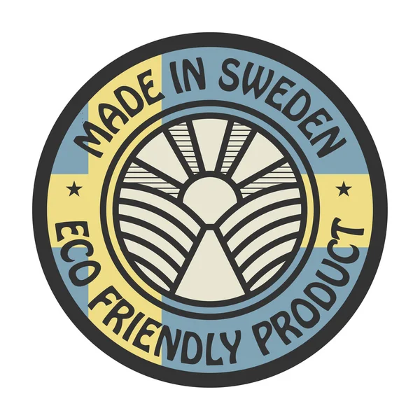 Timbro astratto o etichetta con testo Made in Sweden — Vettoriale Stock