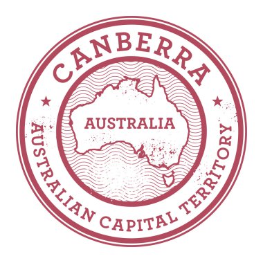 Grunge lastik damgası metinle Avustralya, Canberra