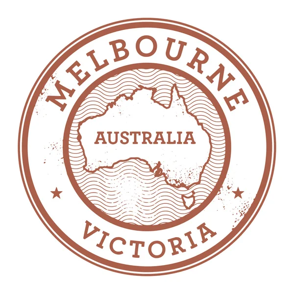 Grunge lastik damgası Melbourne Avustralya, metinle
