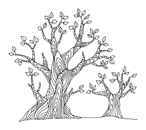 Árbol de dibujo manual — Vector de stock
