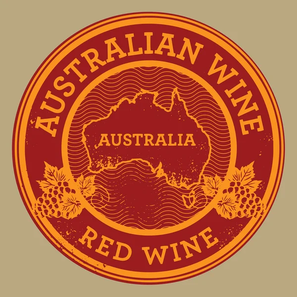 Grunge sello de goma o etiqueta con palabras Australian Wine, Red Win — Archivo Imágenes Vectoriales