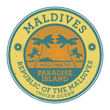 Stamp or label with the name of Maldives Islands clipart