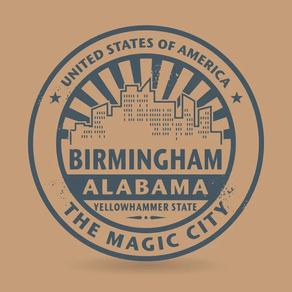 Grunge gummistämpel med namn i Birmingham, Alabama — Stock vektor