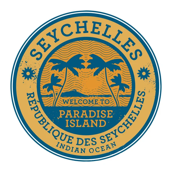 Damga veya Seychelles adaları adı etiketi — Stok Vektör