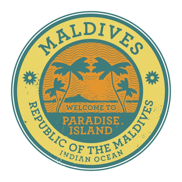 Timbre ou étiquette avec le nom des îles Maldives — Image vectorielle