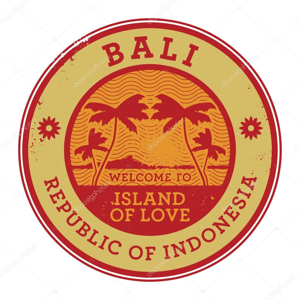 Stamp or label with the name of Bali Island