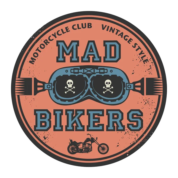 Grunge rubber stamp with the words Mad Bikers — Stock Vector