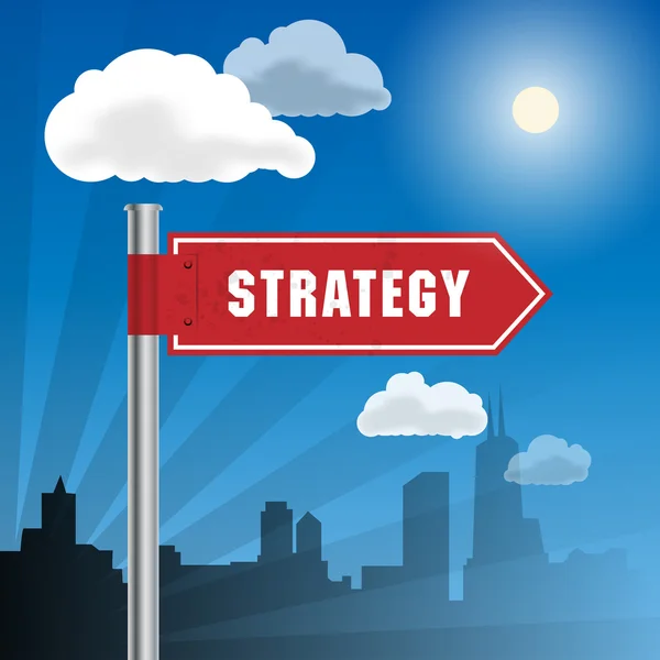 Señal roja de tráfico con palabra Estrategia — Vector de stock