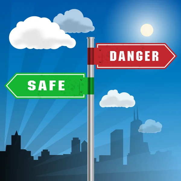 Znak drogowy z napis Safe, niebezpieczeństwo — Wektor stockowy