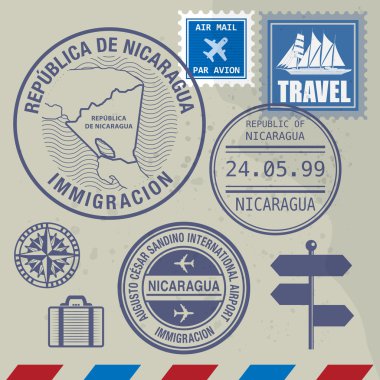 Travel stamps set clipart