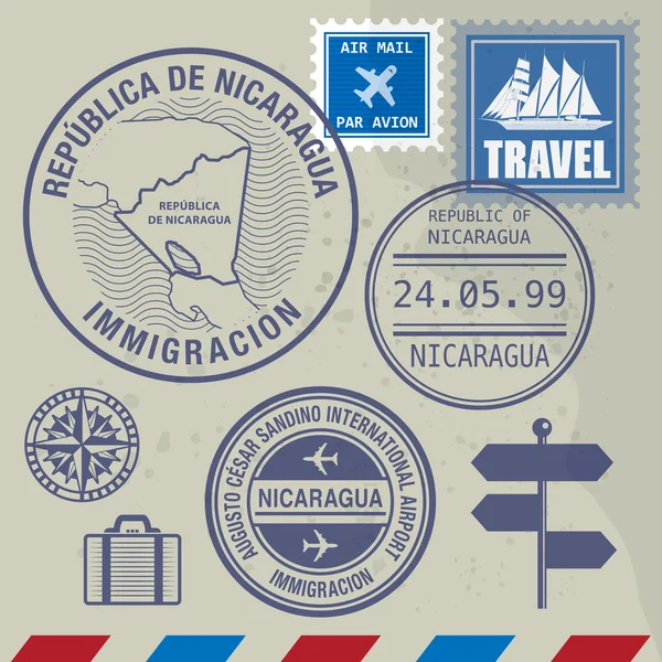 Coffret timbres de voyage — Image vectorielle