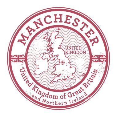 Grunge lastik damgası kelimelerle İngiltere, Manchester