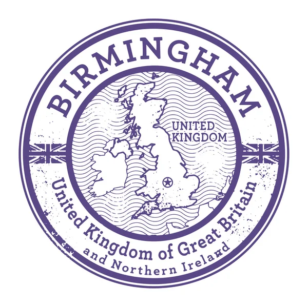 Grunge-Stempel mit Worten united kingdom, birmingham — Stockvektor