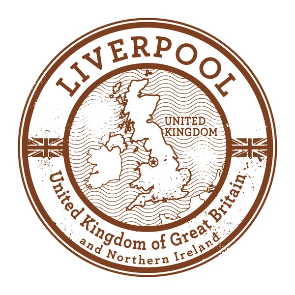 Grunge Rubberstempel met woorden Verenigd Koninkrijk, Liverpool — Stockvector