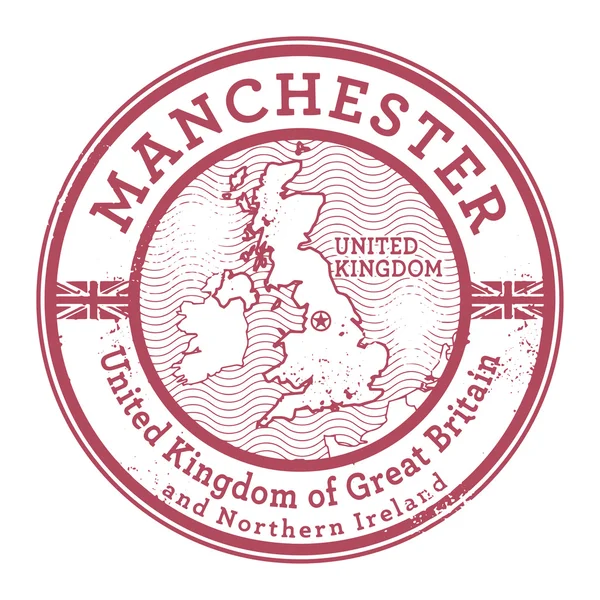 Grunge Rubberstempel met woorden Verenigd Koninkrijk, Manchester — Stockvector