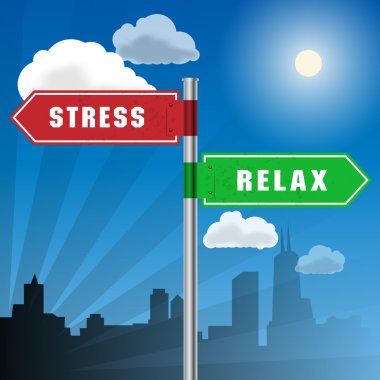 Road sign with words Stress, Relax clipart