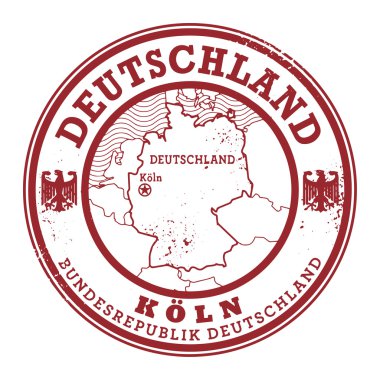 Grunge lastik damgası kelimelerle Deutschland, Köln