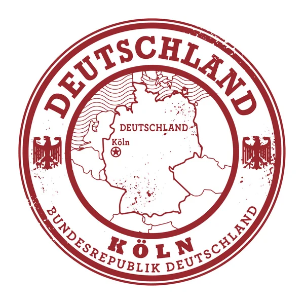 Grunge timbro di gomma con le parole Deutschland, Koln — Vettoriale Stock