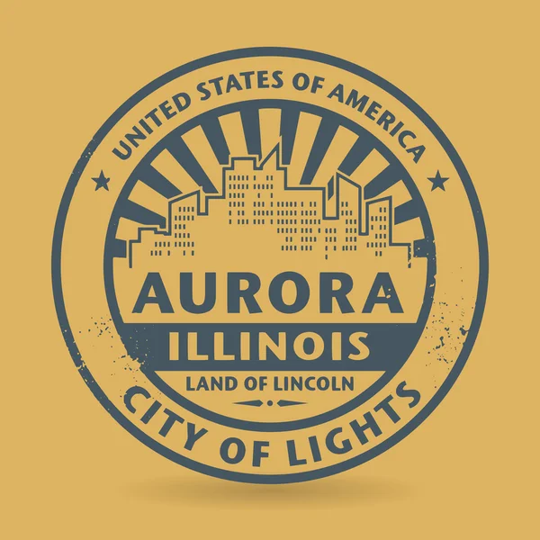 Sello de goma grunge con nombre Aurora, Illinois — Vector de stock