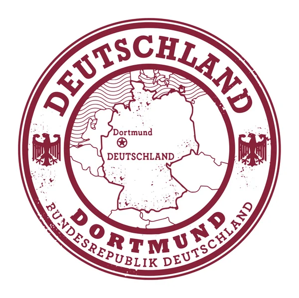 Grunge gumibélyegző szavakkal Deutschland, Dortmund — Stock Vector