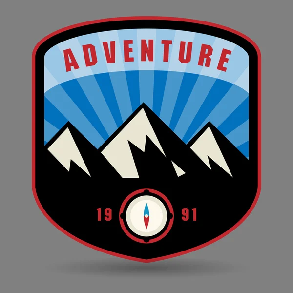 Étiquette ou signe aventure montagne — Image vectorielle