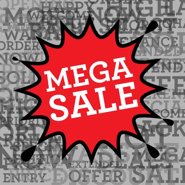 Comic book explosie met tekst Mega Sale — Stockvector