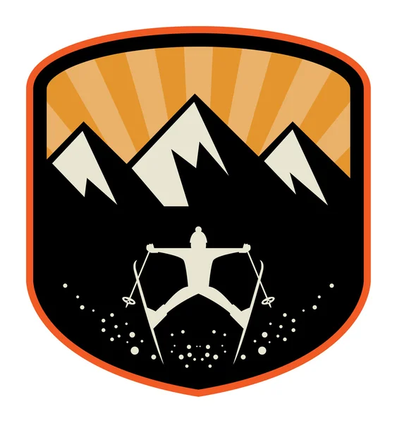 Sticker montagne hiver — Image vectorielle