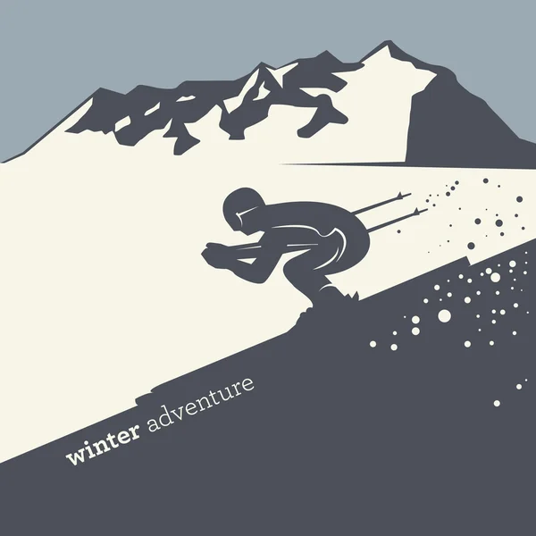 Winter mountain adventure background — Stock Vector