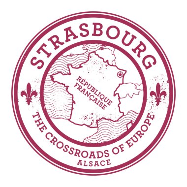 Grunge lastik damgası kelimelerle Strasbourg, Fransa