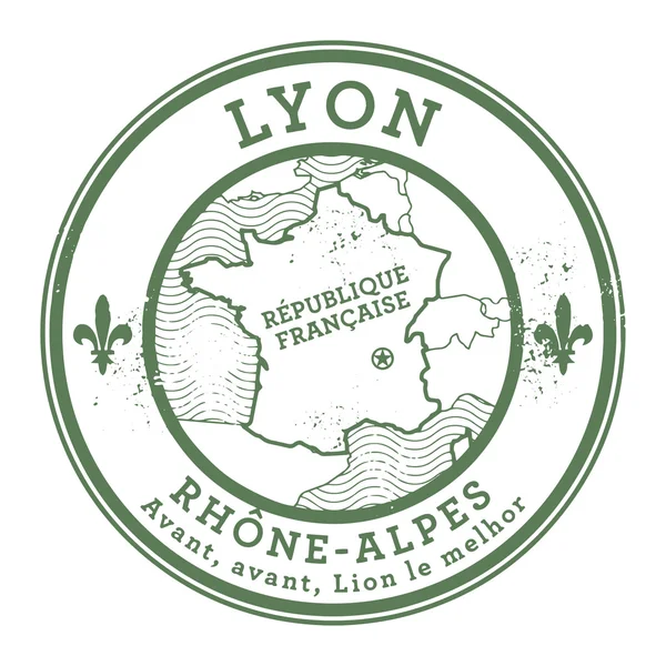 Grunge-Stempel mit den Worten lyon, France inside — Stockvektor