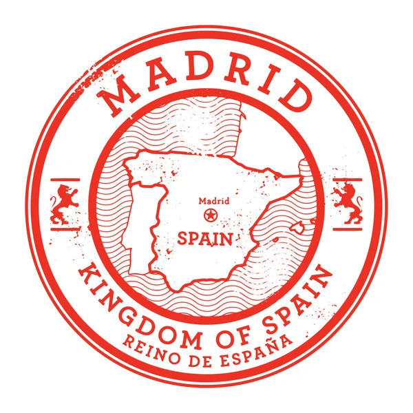 Grunge καουτσούκ σφραγίδα με λέξεις, Μαδρίτη, Ισπανία — Διανυσματικό Αρχείο