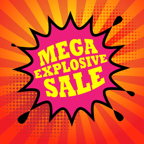 Взрыв комикса с текстом Mega Explosive Sale
