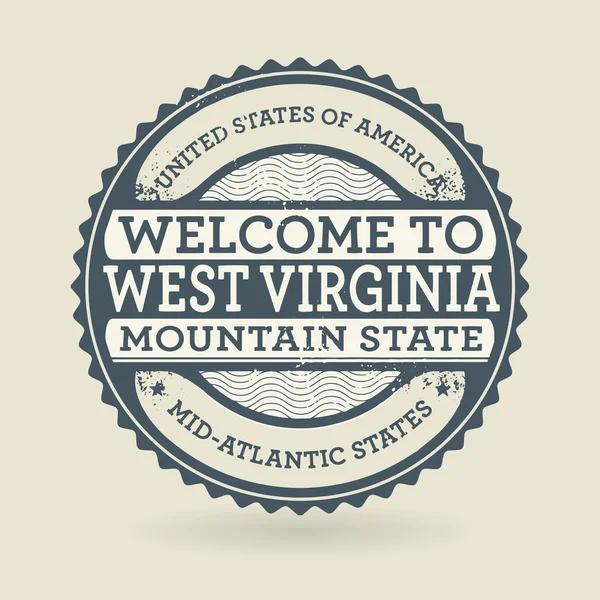 Timbre caoutchouc Grunge avec texte Bienvenue à West Virginia, USA — Image vectorielle