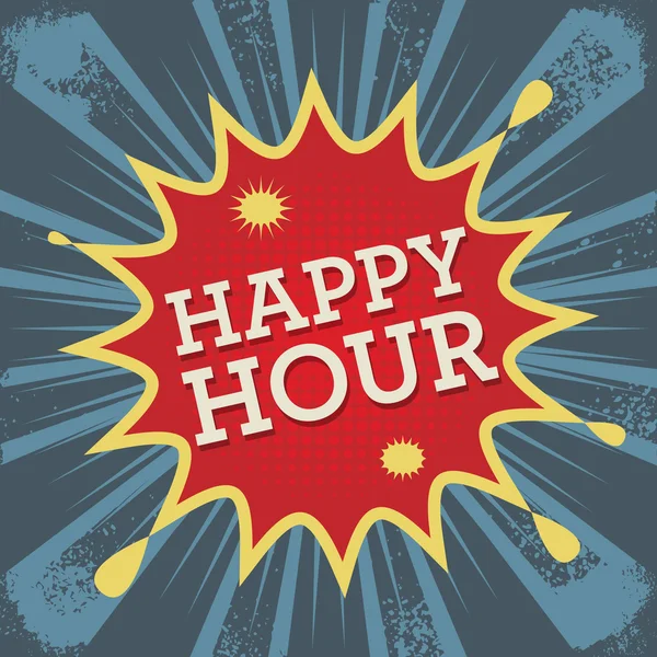 Explosión cómica con texto Happy Hour — Vector de stock