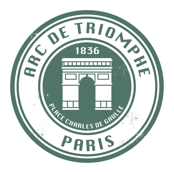 Stamp with text Arch of Triumph (in French), Paris — Stock Vector