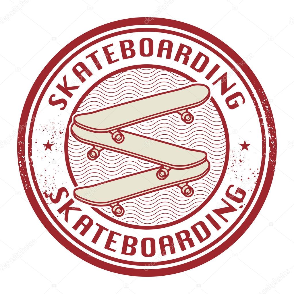 Stamp with text Skateboarding