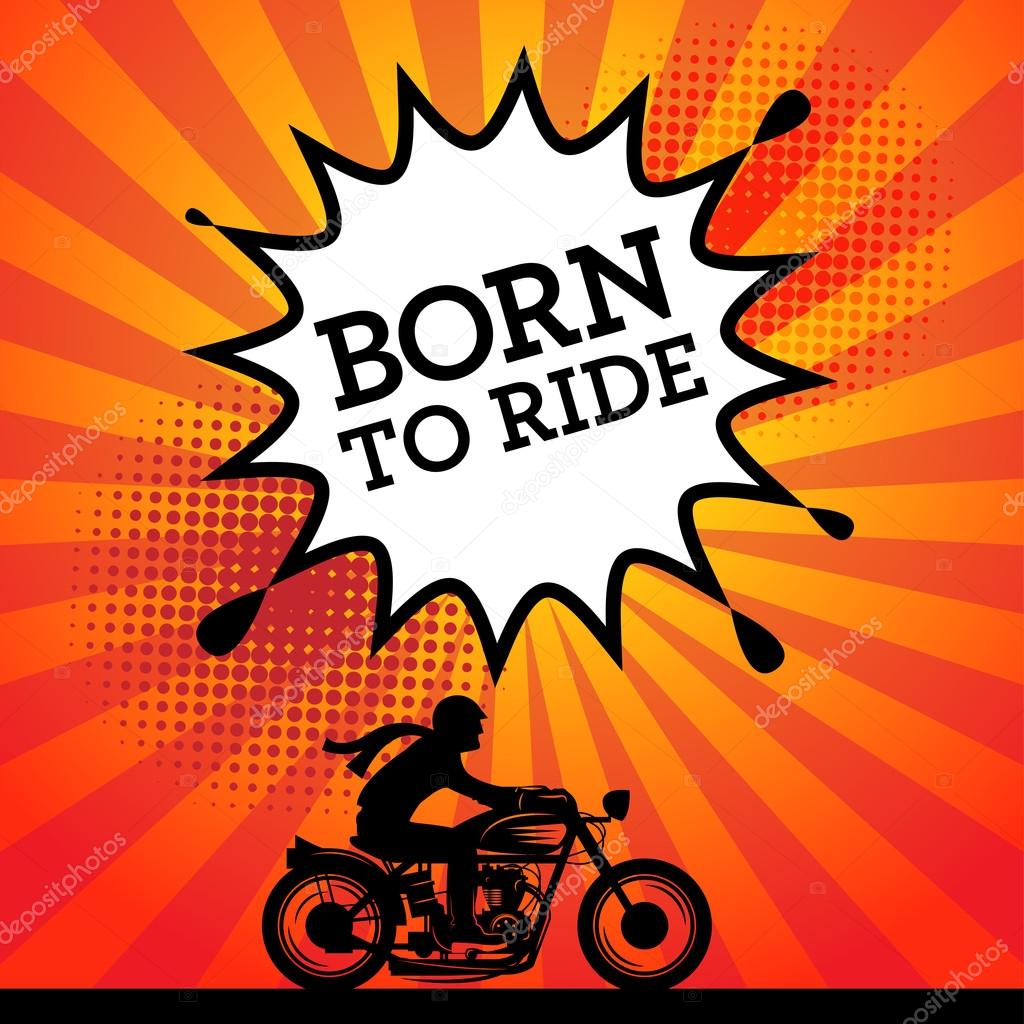 Comic explosion with text Born to Ride