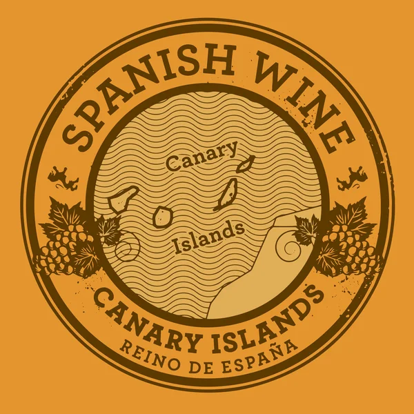 Grunge Rubberstempel of label met woorden Spaanse wijn, Canarische Isl — Stockvector