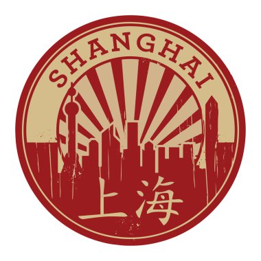 Damga veya metin Shanghai içinde etiketi