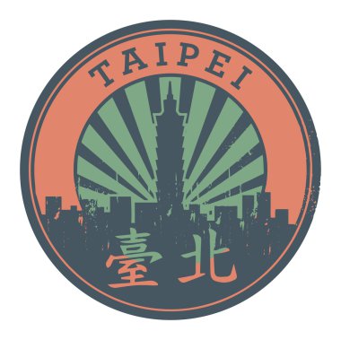 Damga veya metin Taipei, etiketi içinde