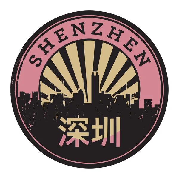 Sello o etiqueta con texto Shenzhen dentro — Archivo Imágenes Vectoriales