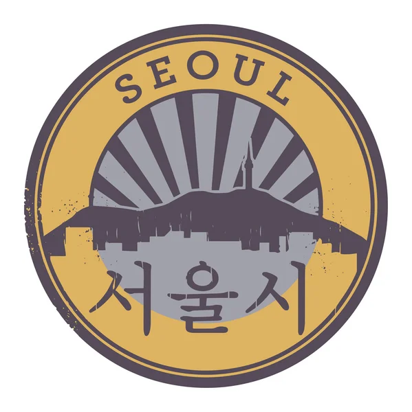 Stamp or label with text Seoul, inside — Stock Vector