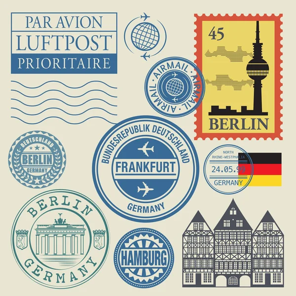 Travel stamps set — Stock Vector