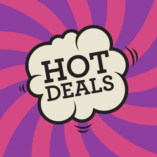 Komische explosie met tekst Hot Deals — Stockvector