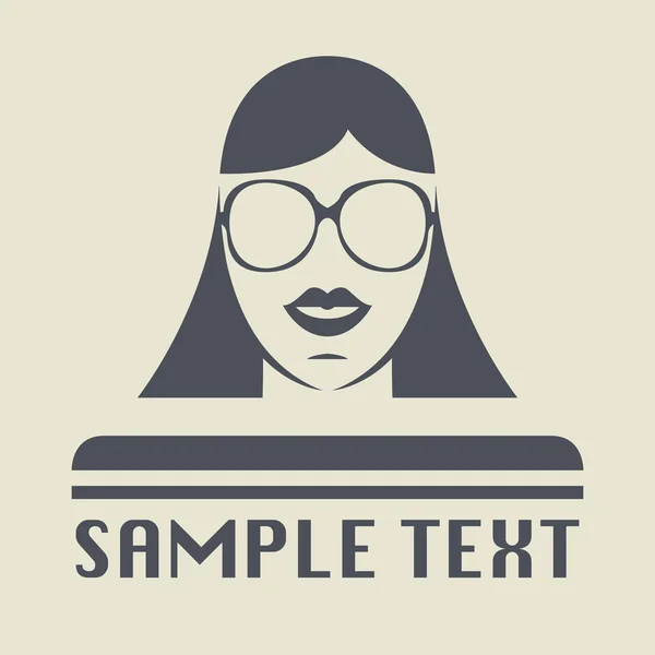 Female face with glasses icon or sign — Stock Vector