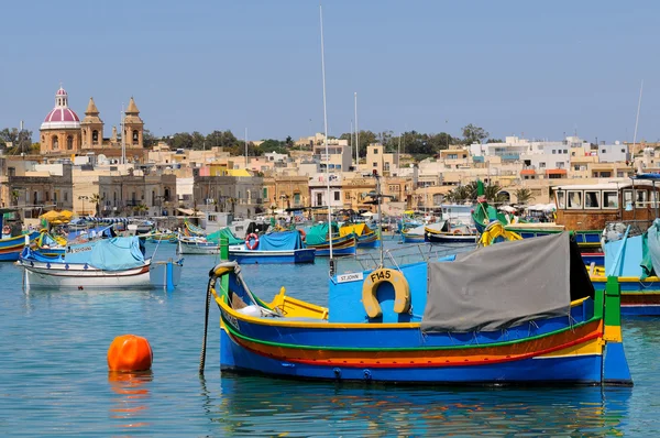 Malta fishing boats in the Marsaxlokk village Royalty Free Stock Images