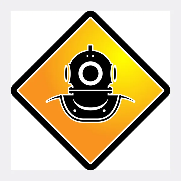 Old diving helmet icon or sign — Stock Vector